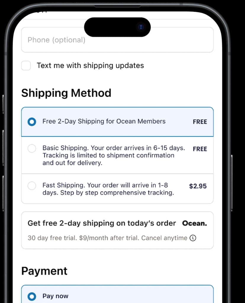 Pick Fast Shipping.