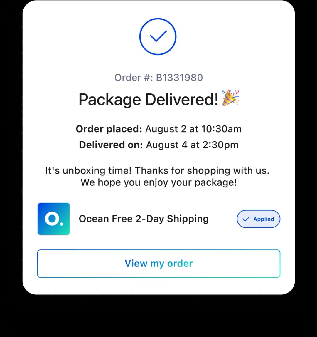 Package delivered notification
